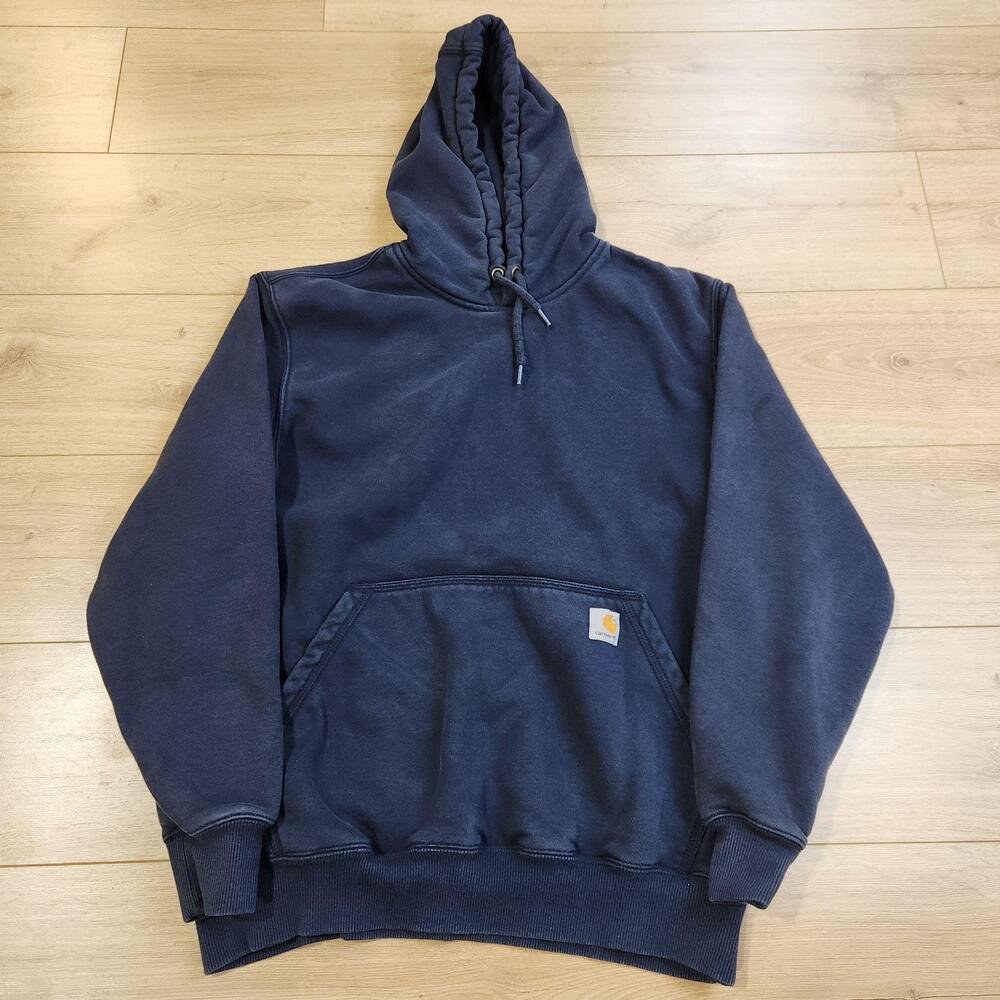 Carhartt Hoodie Mens Large Blue Original Fit Workwear Fleece Pullover Sweatshirt